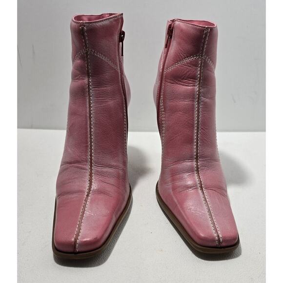 Diba USA Leather pink/white accents Remy Heeled Ankle Boots Western Style Sz 8 - Picture 3 of 10